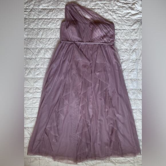 White by Vera Wang Asymmetric Dusty Purple "Quartz" Chiffon Tulle Flowy Gown- 22 - Picture 1 of 15